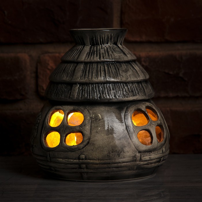 Соляной светильник "Керамический ДОМИК-2" 14х14х16 см