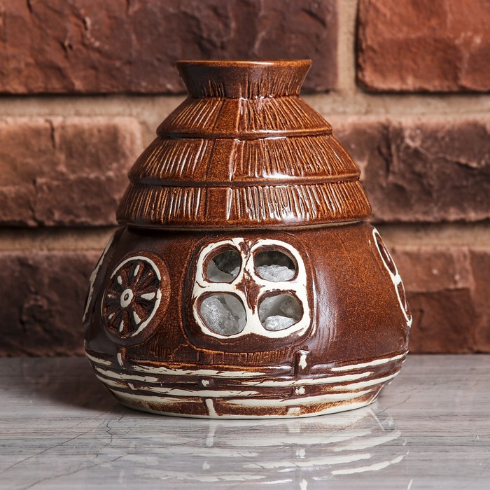 Соляной светильник "Керамический ДОМИК-3" 14х14х16 см