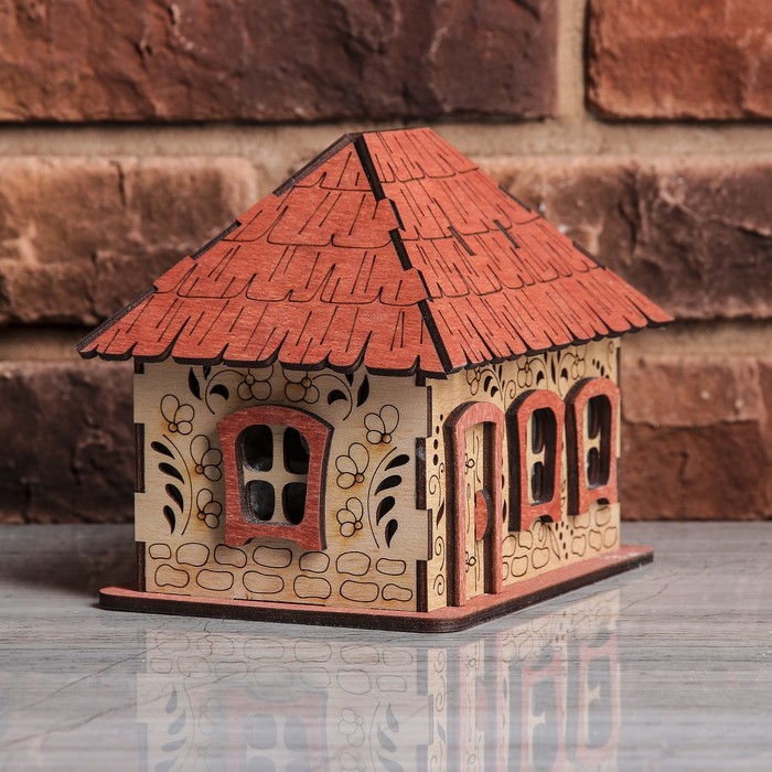 Соляной светильник "Домик из дерева с кристаллами", деревянный декор, 12 х 18 х 14 см