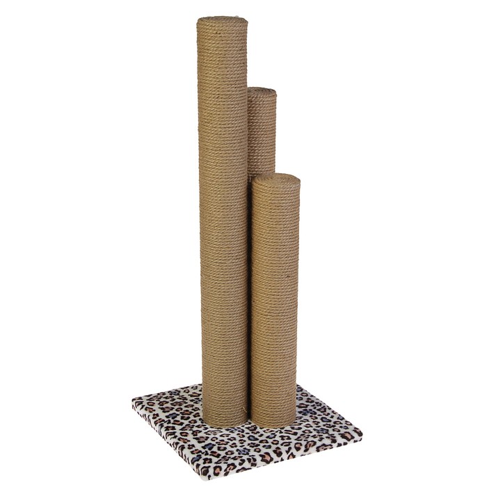 Когтеточка "Тройной" с высоким и толстым столбиком, джут, 35 х 35 х 82 см микс цветов