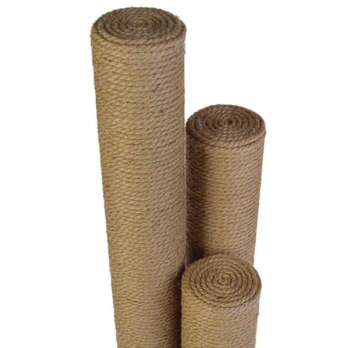 Когтеточка "Тройной" с высоким и толстым столбиком, джут, 35 х 35 х 82 см микс цветов