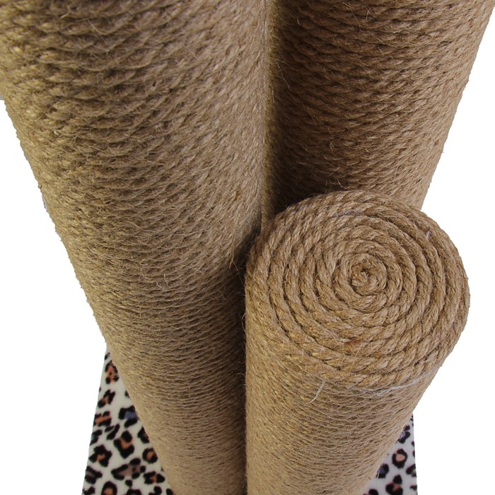 Когтеточка "Тройной" с высоким и толстым столбиком, джут, 35 х 35 х 82 см микс цветов