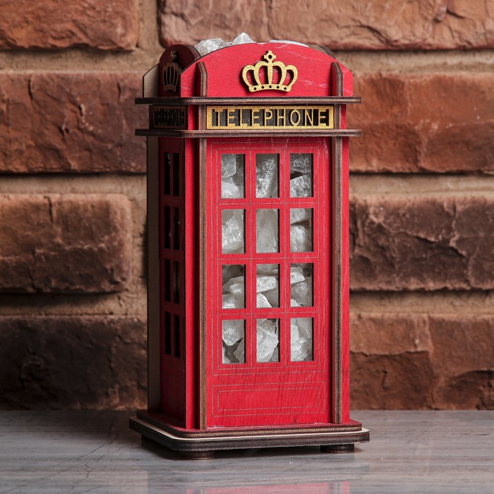 Соляной светильник из дерева "Телефонная будка Лондон", 11 х 11 х 22 см