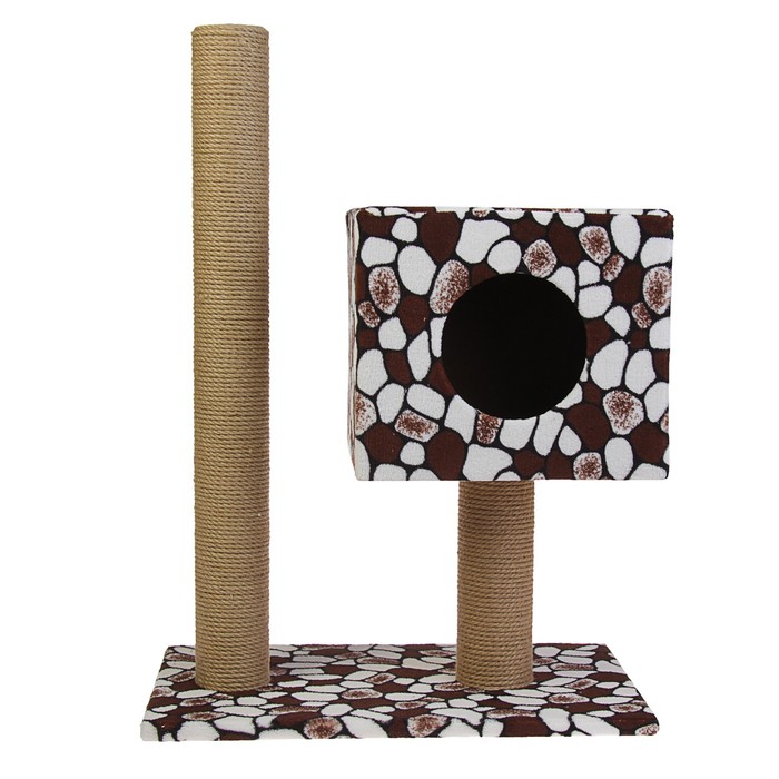 Домик "Кубизм №3" на подставке с двумя когтеточками, джут, 35 х 30 х 85 см