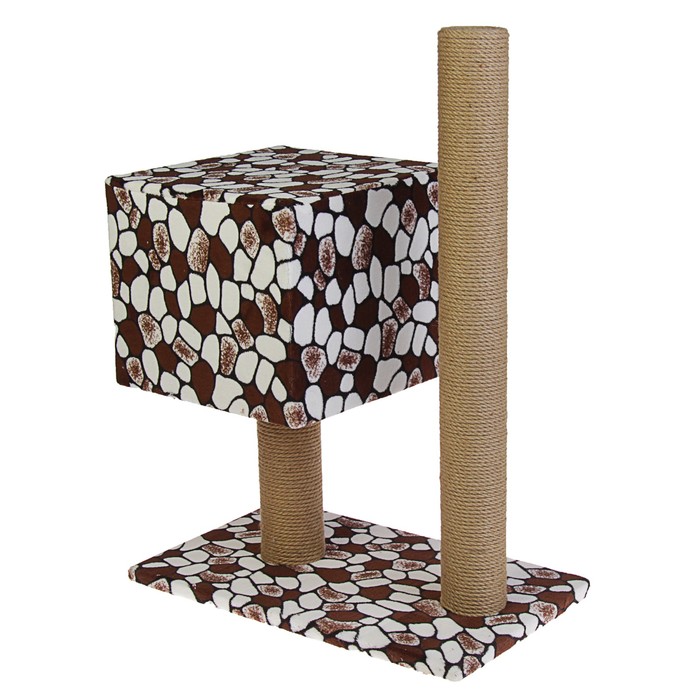 Домик "Кубизм №3" на подставке с двумя когтеточками, джут, 35 х 30 х 85 см