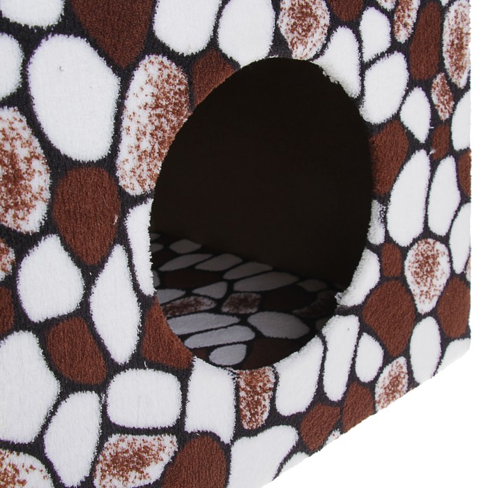 Домик "Кубизм №3" на подставке с двумя когтеточками, джут, 35 х 30 х 85 см