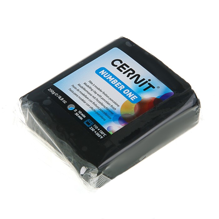 Полимерная глина запекаемая, Cernit Number One, 250 г, чёрная, №100