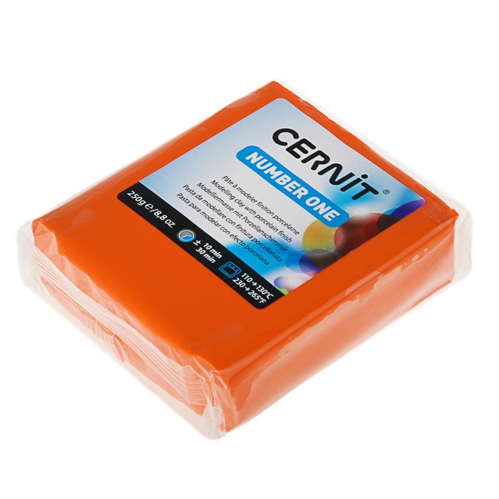 Полимерная глина запекаемая, Cernit Number One, 250 г, оранжевая, №752