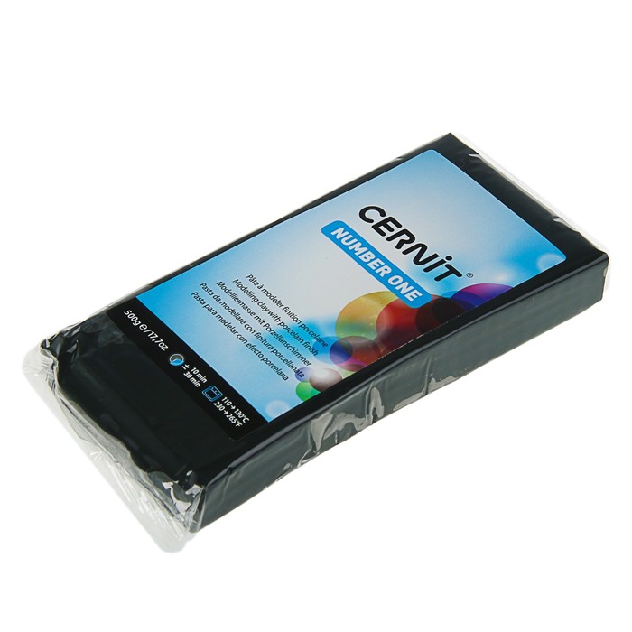 Полимерная глина запекаемая, Cernit Number One, 500 г, чёрная, №100