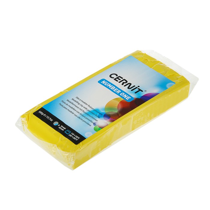 Полимерная глина запекаемая, Cernit Number One, 500 г, жёлтая, №717