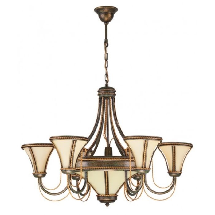 Люстра подвесная TANAJA Green 7x60Вт E14+E27 Зеленый с патиной 57x57x79см