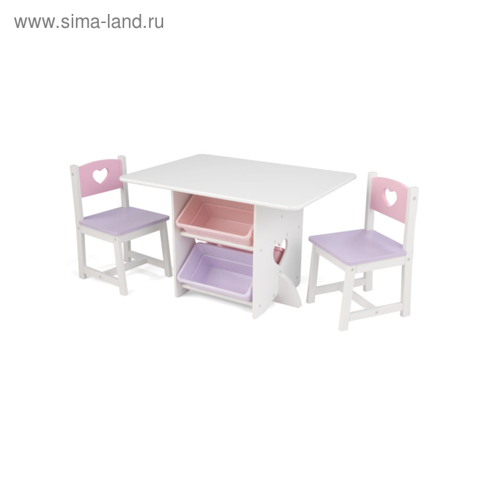 фото Набор детской мебели heart, стол, 2 стула, 4 ящика kidkraft