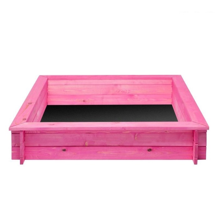 Песочница деревянная "Афродита", 110 х 110 х 25 см., 4 лавки, подложка, цвет розовый