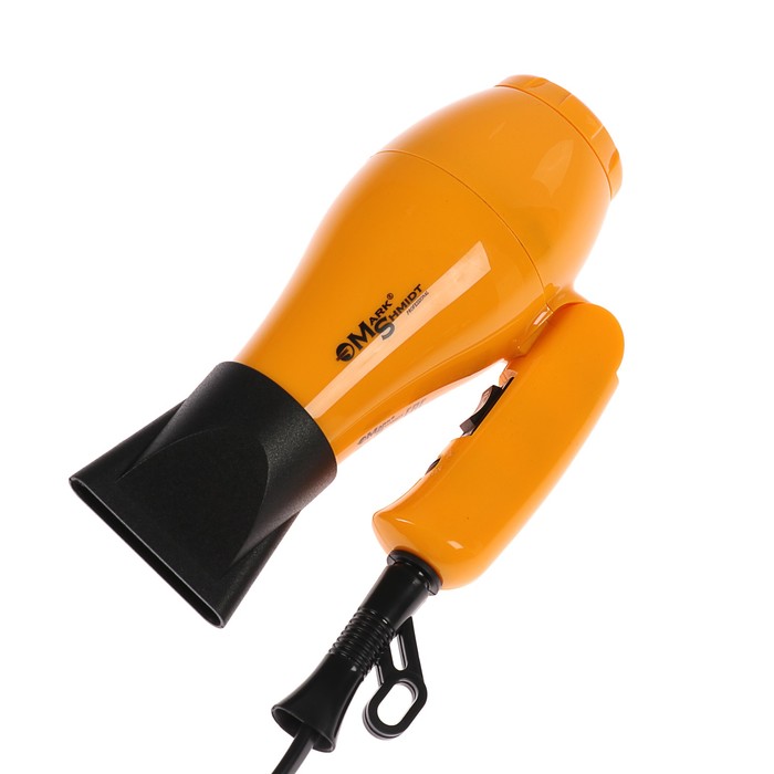 Фен Mark Shmidt MS9908, 1000 Вт, 2 насадки, 2 режима, до 2000ч, чехол, шнур 1.8 м, жёлтый