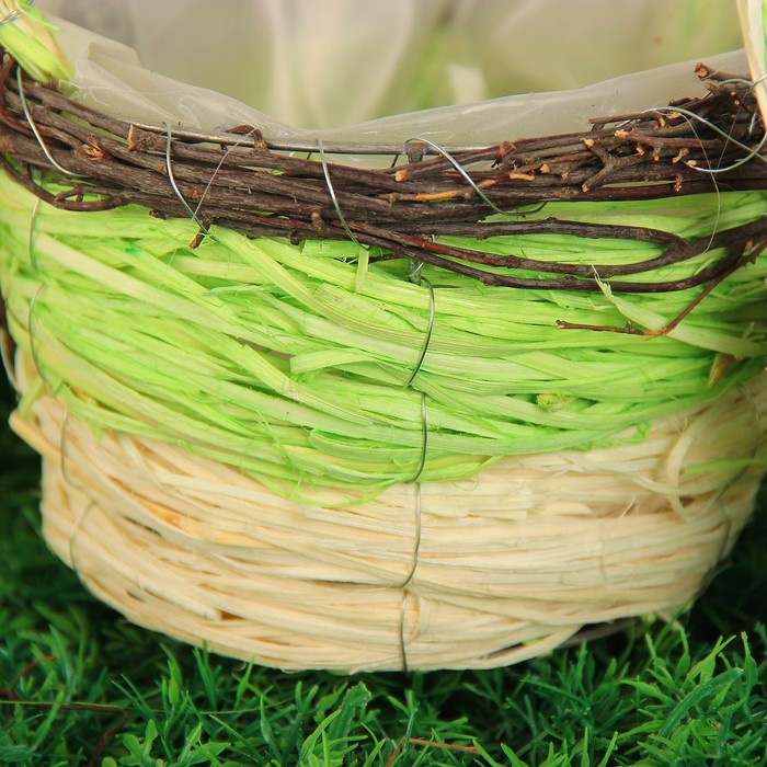 Набор корзин плетёных, ротанг, 20x37/16x31/12x25 см, 3шт, коричневый,зеленый,белый