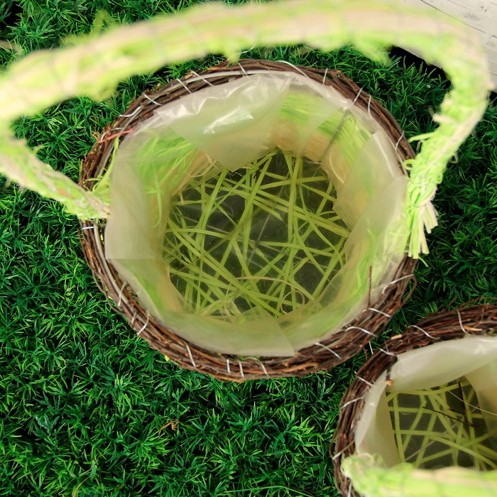 Набор корзин плетёных, ротанг, 20x37/16x31/12x25 см, 3шт, коричневый,зеленый,белый