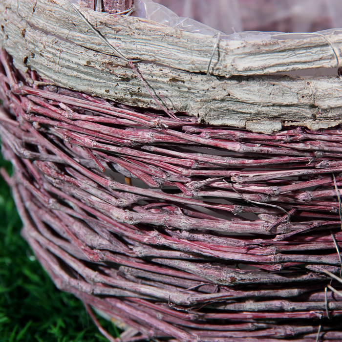 Набор корзин плетёных, ротанг, кора 20x37/16x31/12x25 см, 3 шт, фиолетовый,белый