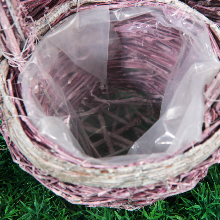 Набор корзин плетёных, ротанг, кора 20x37/16x31/12x25 см, 3 шт, фиолетовый,белый