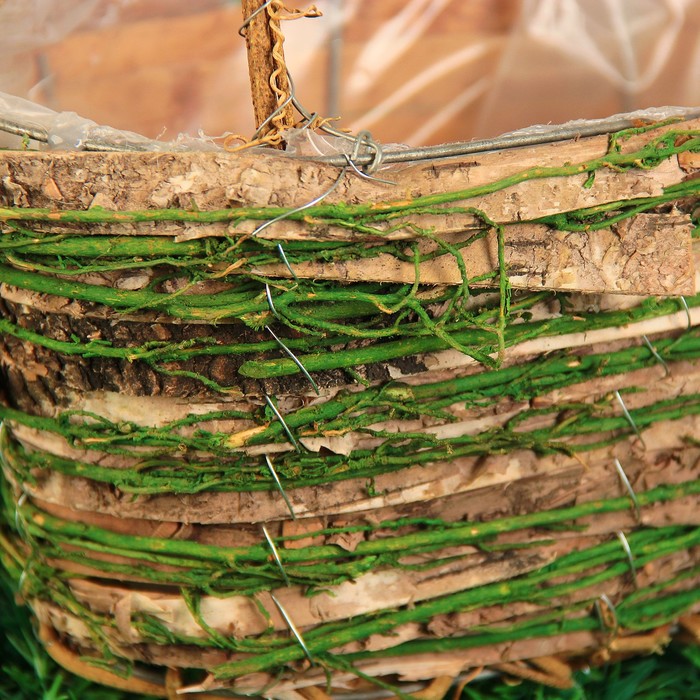 Набор корзин плетёных ротанг, кора 29x21x31/23x15x25/18x12x22 см, 3 шт, зеленый