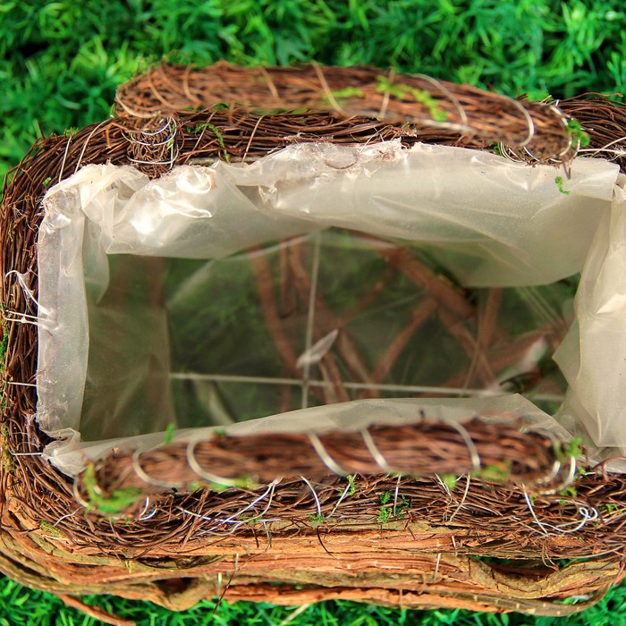 Корзина плетёная, ротанг, мох, 24x15x24 см, натуральная