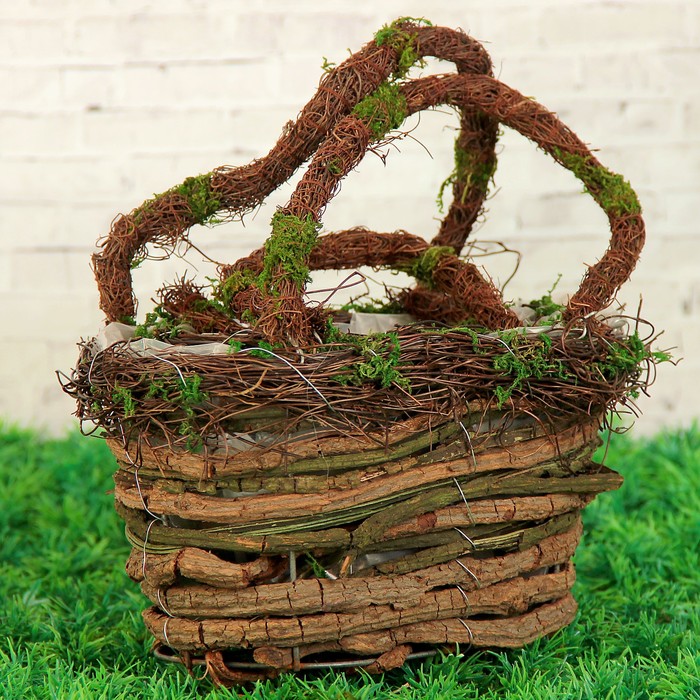 Набор корзин плетёных, ротанг, мох, 18x11,5x20,5/23x14,5x26, 2 шт, натуральный