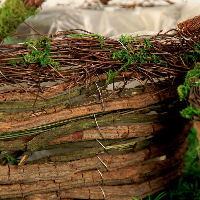 Набор корзин плетёных, ротанг, мох, 18x11,5x20,5/23x14,5x26, 2 шт, натуральный