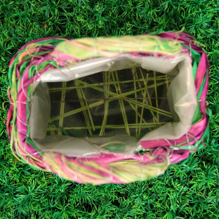 Корзина плетёная, ротанг, 24x15x24 см, зеленый, фиолетовый