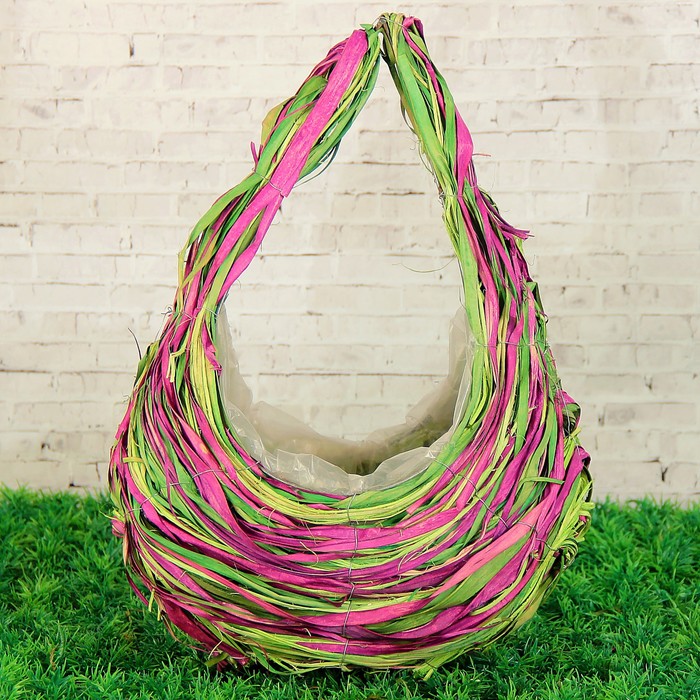 Корзина плетёная, ротанг, 26x14x39 см, зеленый, фиолетовый