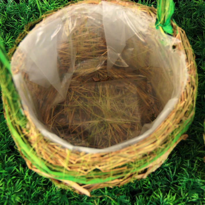 Набор корзин плетёных, ротанг, кора, 12,5x25/16,5x31/21x37, 3 шт, зеленый, натуральный