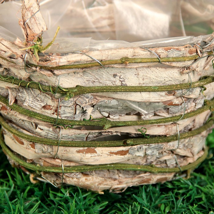 Набор корзин плетёных, ротанг, кора, 18x11x21/24x14x26, 2 шт, зеленый, выбеленный