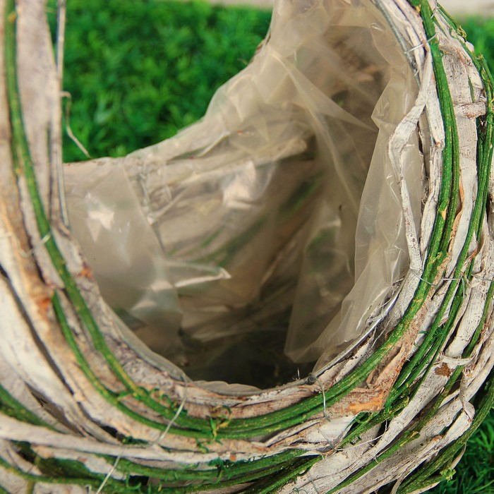 Корзина плетёная, ротанг, кора, 26x15,5x39 см, зеленый, выбеленный