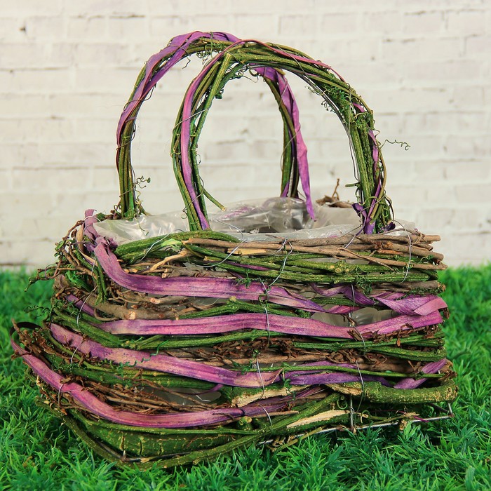 Корзина плетёная, ротанг, 24x15x24 см, фиолетовый