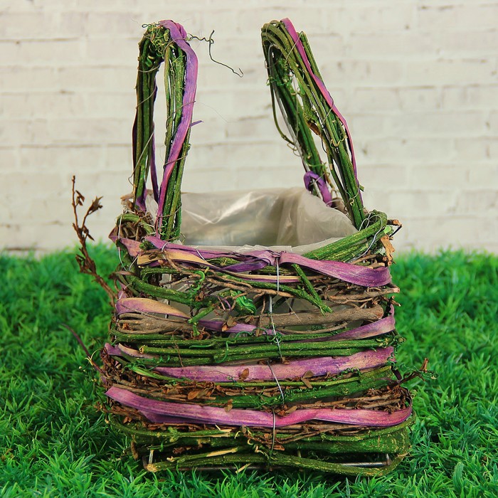 Корзина плетёная, ротанг, 24x15x24 см, фиолетовый