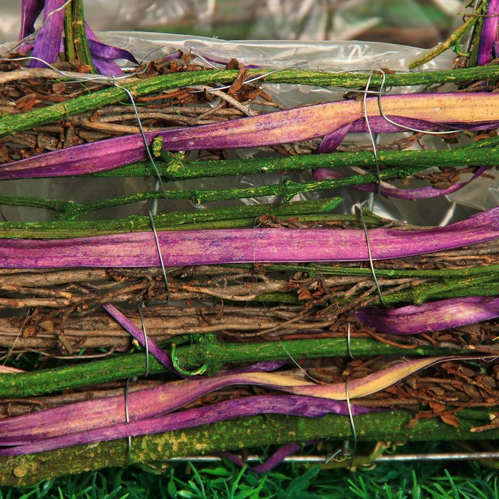 Корзина плетёная, ротанг, 24x15x24 см, фиолетовый