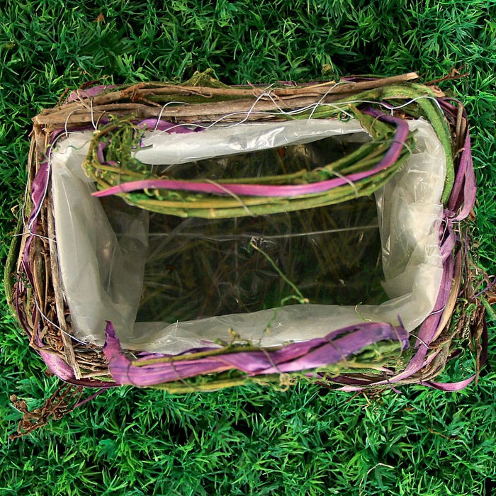 Корзина плетёная, ротанг, 24x15x24 см, фиолетовый