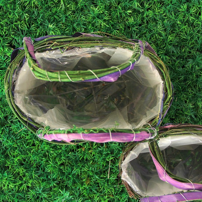 Набор корзин плетёных, ротанг, 18x12x21/23x15,5x25, 2 шт, фиолетовый