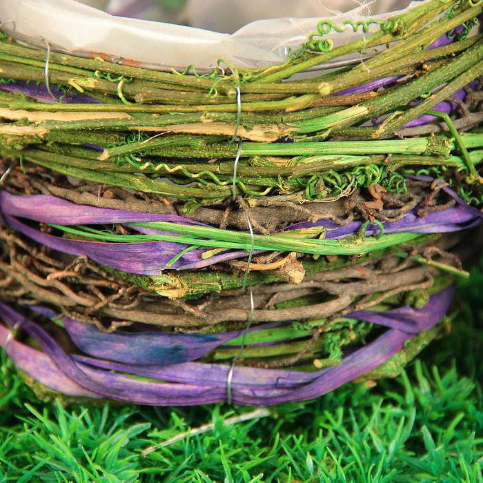 Набор корзин плетёных, ротанг, 12x12x25/16,5x16,5x31/20,5x20,5x38, 3 шт, фиолетовый