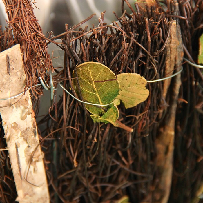 Набор корзин плетёных, ротанг, кора, листья, 19x12x23/26x16x27 см, 2 шт, зеленый, натуральны 35149