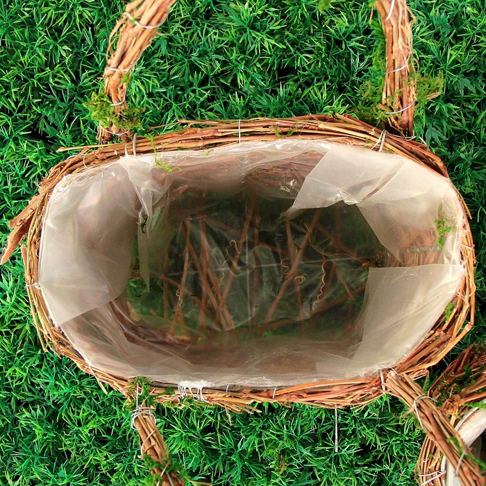 Набор корзин плетёных, ротанг, кора, мох, 17,5x11x21,5/23x14x26, 2 шт, натуральный