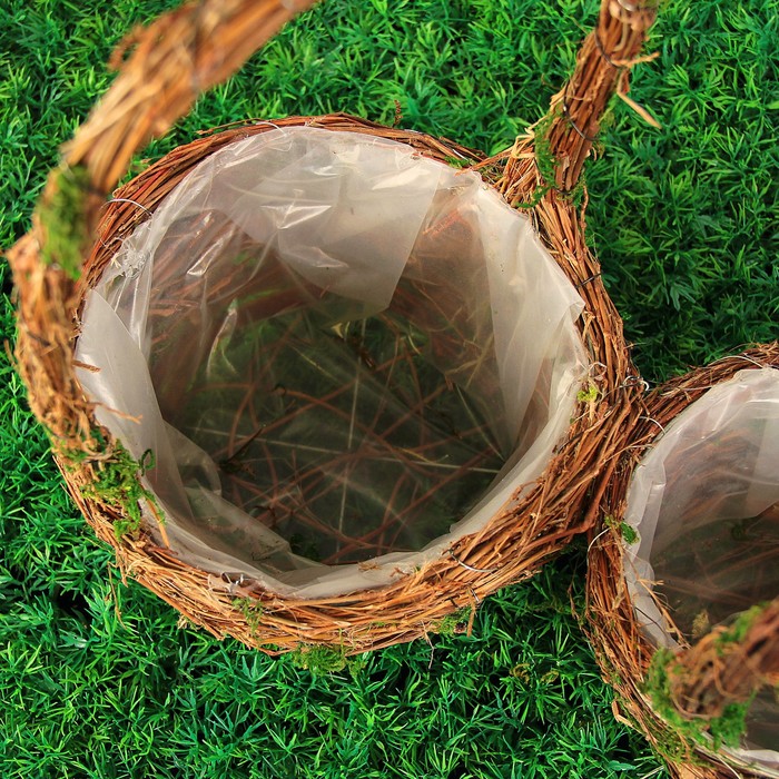 Набор корзин плетёных, ротанг, кора, мох, 12x12x25/16x16x31/20x20x37, 3 шт, натуральный