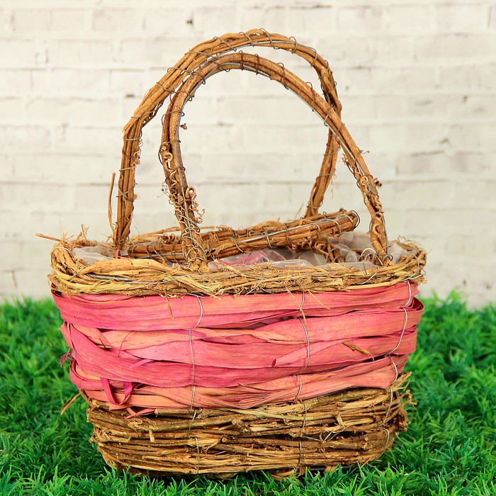 Набор корзин плетёных, ротанг, 17x11x21/23x15x25, 2 шт, фиолетовый