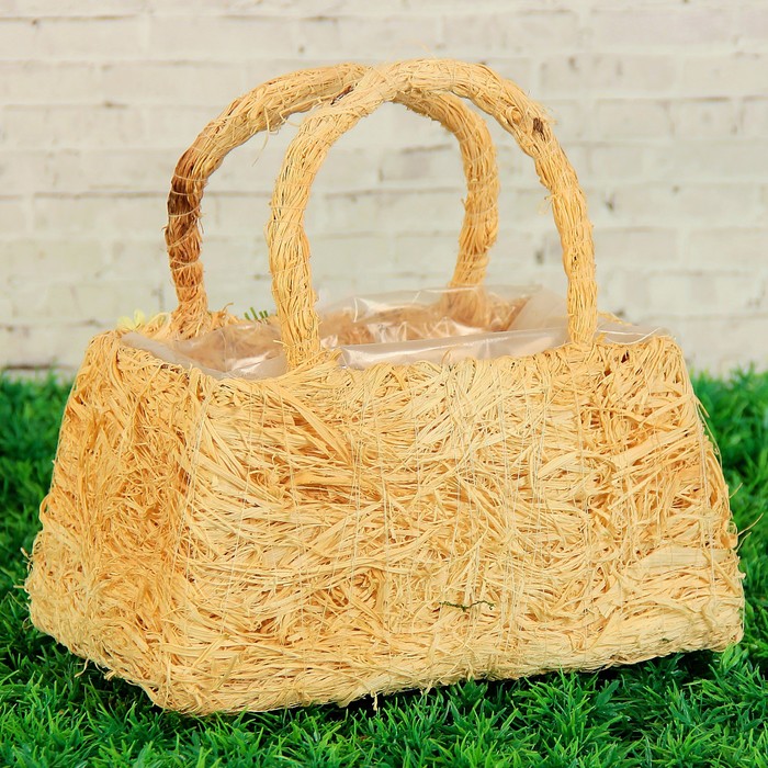 Корзина плетёная, кукуруза, 24x15x24 см, натуральный