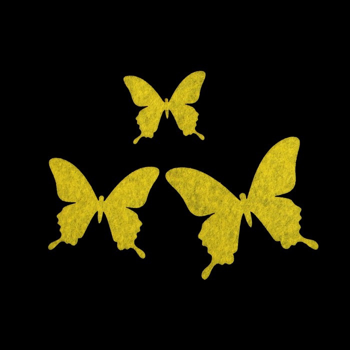 Набор декоративных элементов из фетра на клеевой основе (3 шт) "Бабочки №1" светло-зеленый