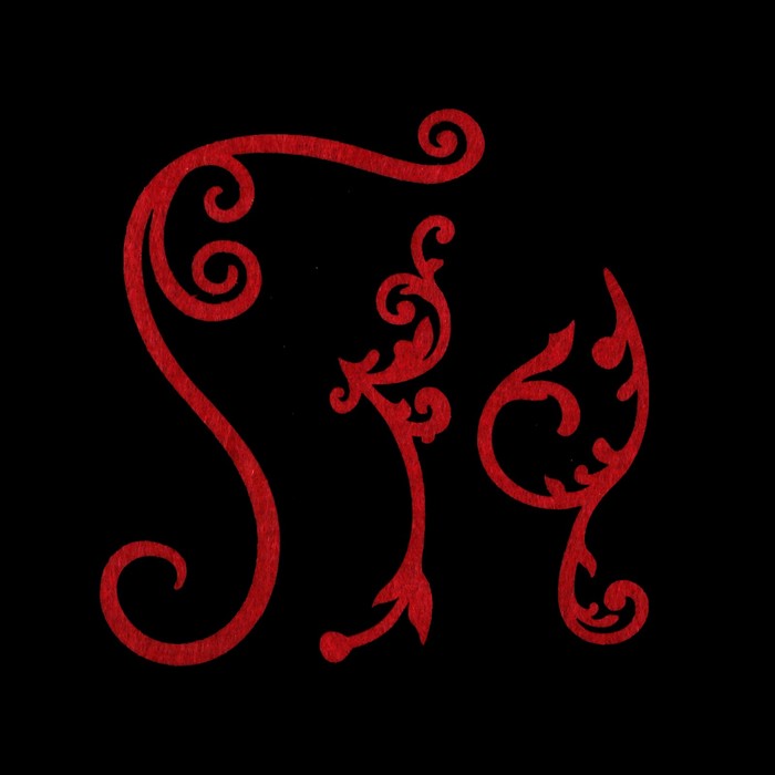 Набор декоративных элементов из фетра на клеевой основе (3 шт) "Завитки" бордовый