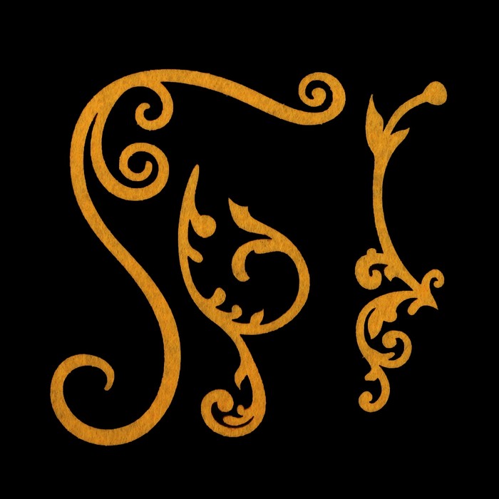 Набор декоративных элементов из фетра на клеевой основе (3 шт) "Завитки" желтый