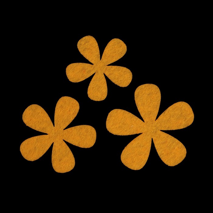 Набор декоративных элементов из фетра на клеевой основе (3 шт) "Цветы №2" желтый