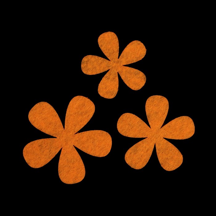 Набор декоративных элементов из фетра на клеевой основе (3 шт) "Цветы №2" оранжевый