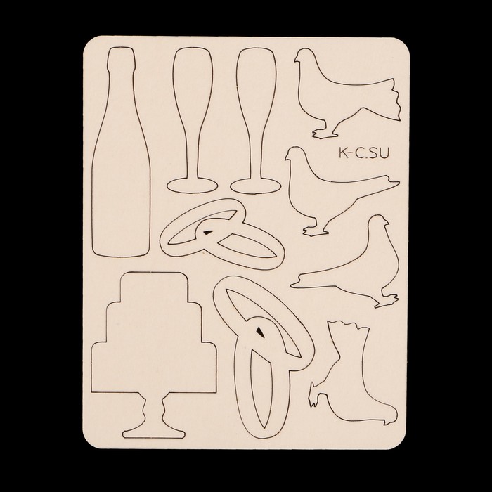 Чипборд из картона (10 шт) "Свадебный маленький" от 2,1 до 5 см