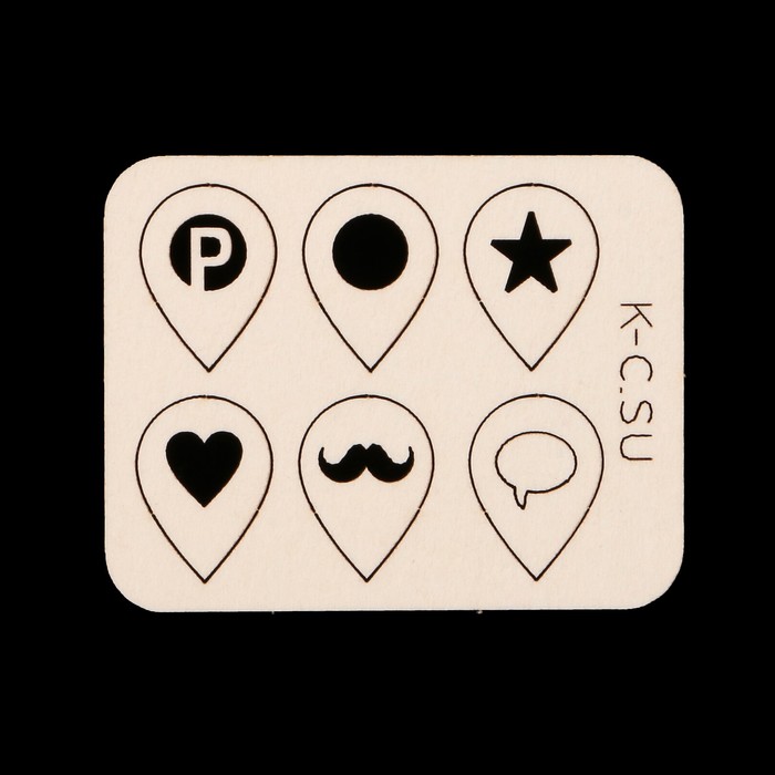 Чипборд из картона (6 шт) "Набор геотеги разные" 1,5 см