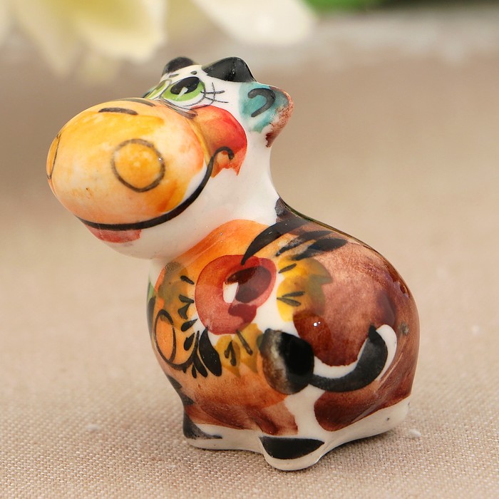 Сувенир «Корова», 3 см, цвет, гжель